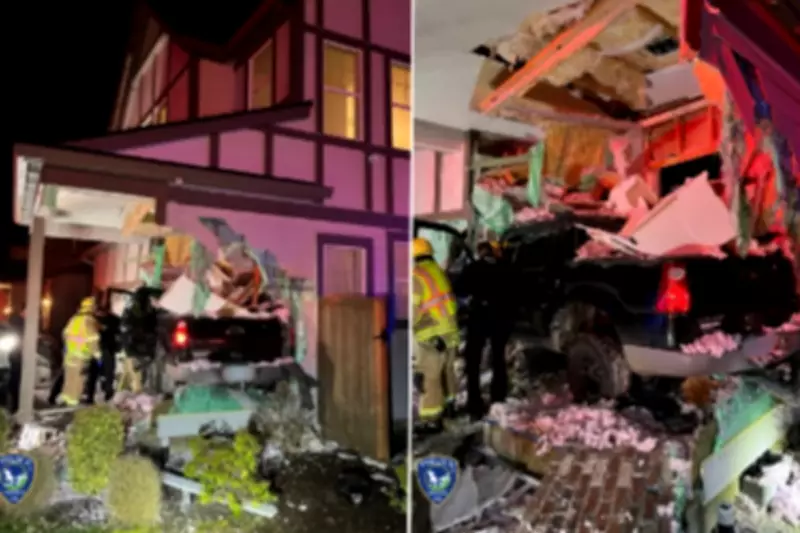 Pickup Truck Launches 100 Feet Through Air Before Crashing Into Oregon Family Home