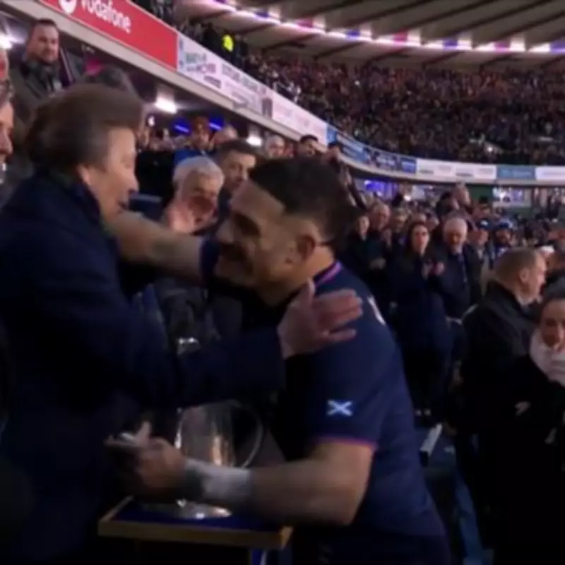 Princess Anne's Awkward Hug Rejection with Scotland Rugby Captain Goes Viral