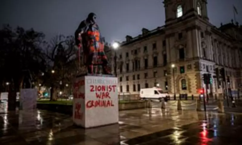 Pro-Palestine Activists Deface Churchill Statue with 'Zionist War Criminal' Graffiti