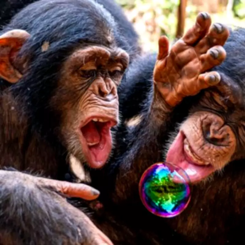 Rescued Chimpanzees Experience Joy with Bubbles at Sierra Leone Sanctuary