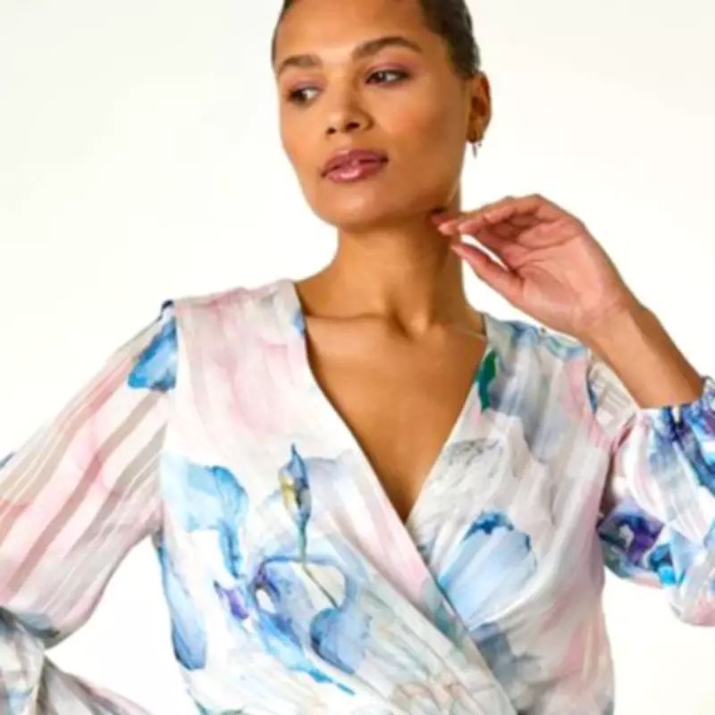 Roman's Blue Ruffle Midi Wrap Dress: The 'Flattering' Spring Wedding Outfit Now on Sale