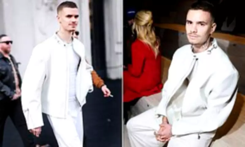 Romeo Beckham Shines in White at Gucci's Milan Fashion Week Show