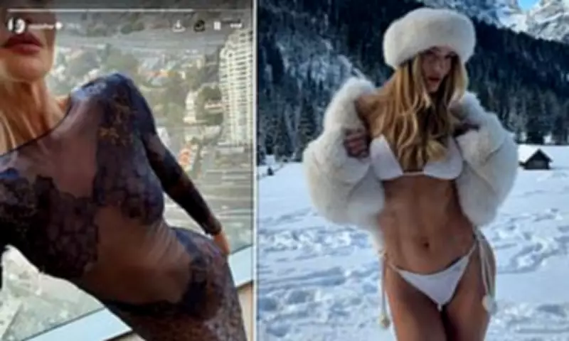 Rosie Huntington-Whiteley Flaunts Figure in Sheer Gown and Shares Family Ski Trip