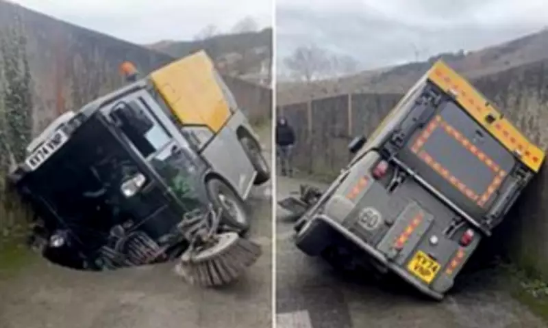Sinkhole Swallows Road Sweeper in South Wales, Homes Evacuated Over Mine Fears