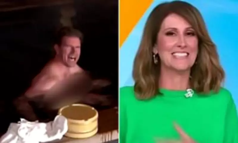 Sunrise Weatherman Sam Mac Stuns Viewers with Naked Onsen Live Cross from Kyoto