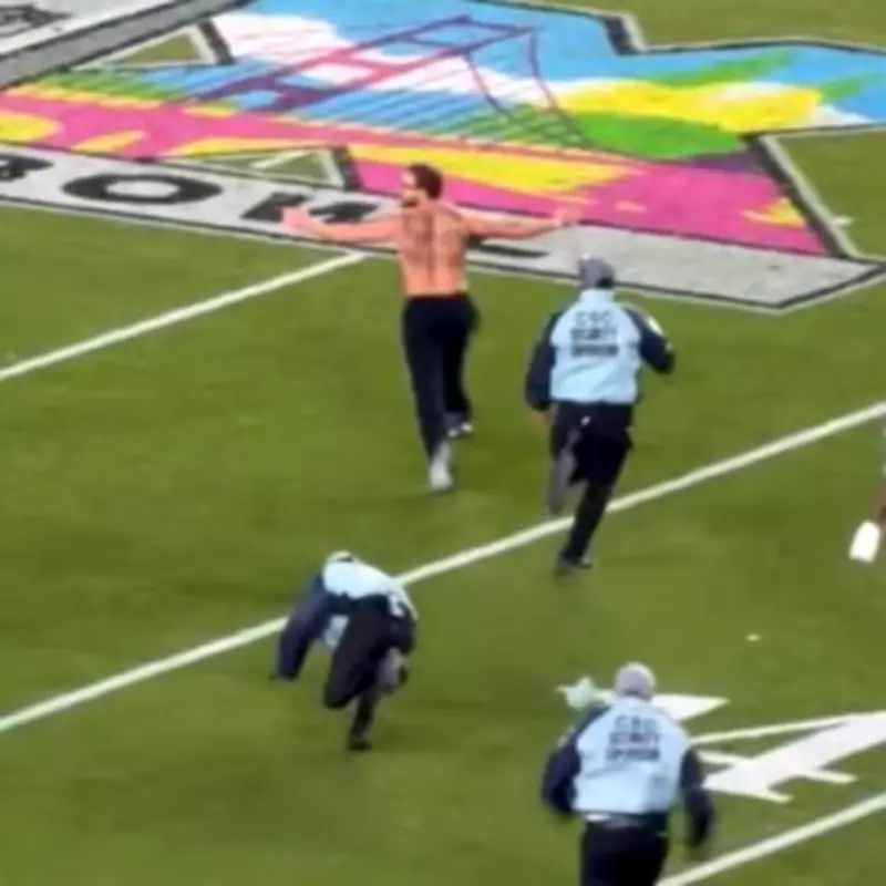 Super Bowl LX Disrupted by Pitch Invader, NFL Star Steps In to Intervene