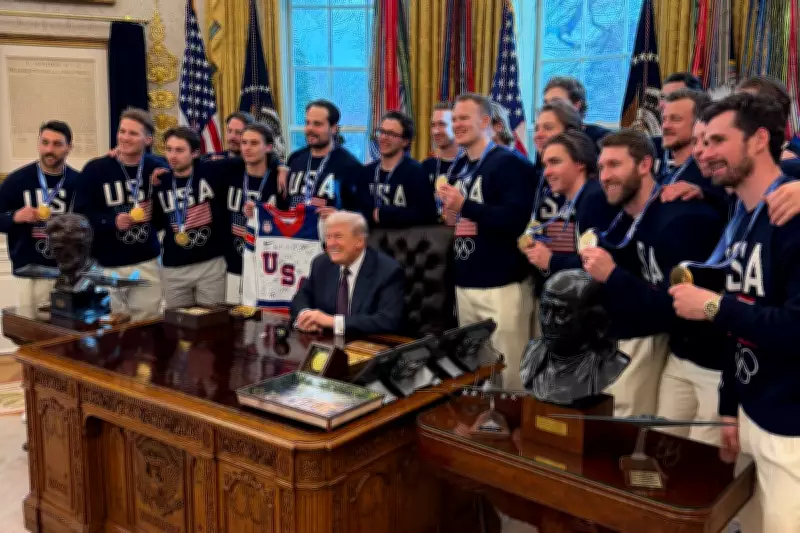 Trump Jokes He's Keeping US Hockey Gold Medal During White House Visit