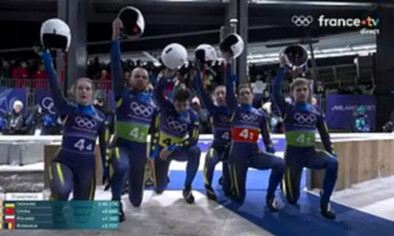 Ukrainian Luge Team Kneels in Protest After Skeleton Athlete's Olympic Disqualification