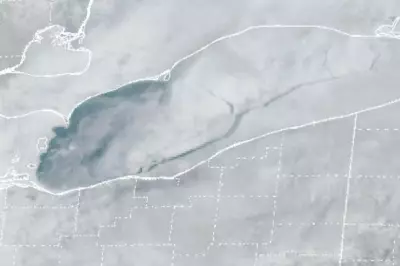 Giant Ice Crack on Lake Erie Visible from Space as Lake Nears Full Freeze