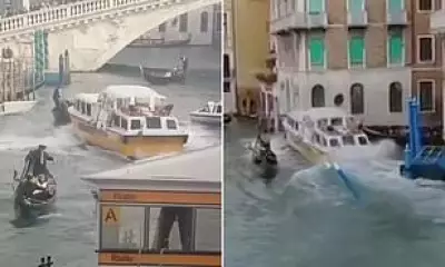 Venice Tour Boat Malfunction Causes Chaotic Gondola Collision on Grand Canal
