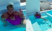 Gemma Collins Flaunts Curves in Purple Swimsuit Amid UK Rain Rant