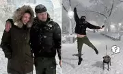Justin Theroux and Pregnant Wife Brave NYC Blizzard to Walk Their Dog
