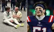Patriots Star Gibbens Sits with Legless Reporter for Super Bowl Interview