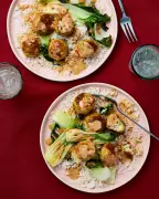 Quick Meatballs with Ginger, Sesame, Rice and Greens Recipe