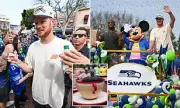 Seahawks Stars Walker and Darnold Celebrate Super Bowl Win at Disneyland