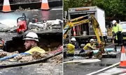 Sinkhole Swallows Truck in Sydney CBD After Pipe Burst During Storms