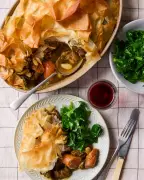 Thomasina Miers' Moroccan Lamb Filo Pie and Cardamom Panna Cotta Recipes