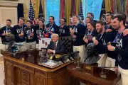 Trump Jokes He's Keeping US Hockey Gold Medal During White House Visit