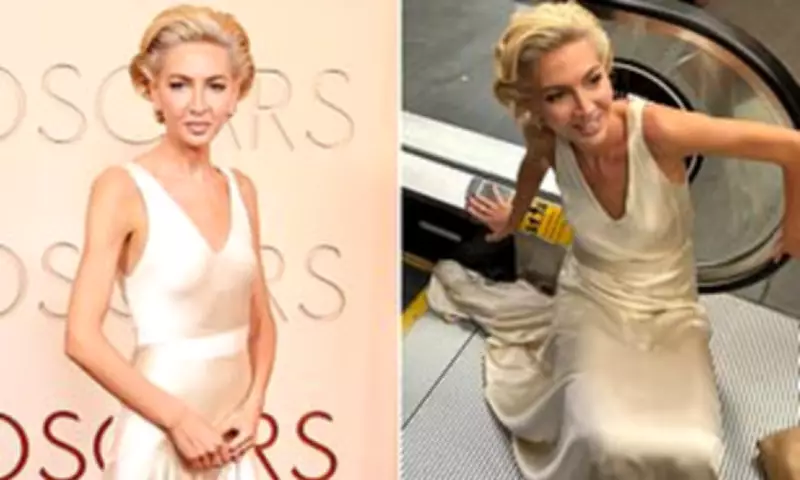 Billionaire Sabine Getty's Oscars Escalator Mishap with Ralph Lauren Gown