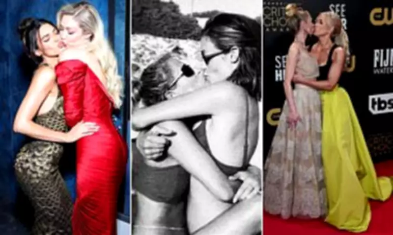 Celebrities Flaunt Platonic 'Gal-Pal Kisses' as Primal Friendship Ritual