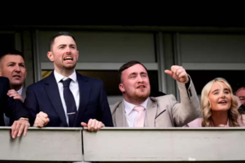 Darts Champion Luke Littler Celebrates at Cheltenham Festival with Girlfriend and Peers