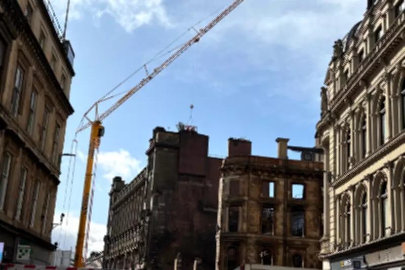 Demolition Underway on Fire-Ravaged Victorian Building Near Glasgow Central Station