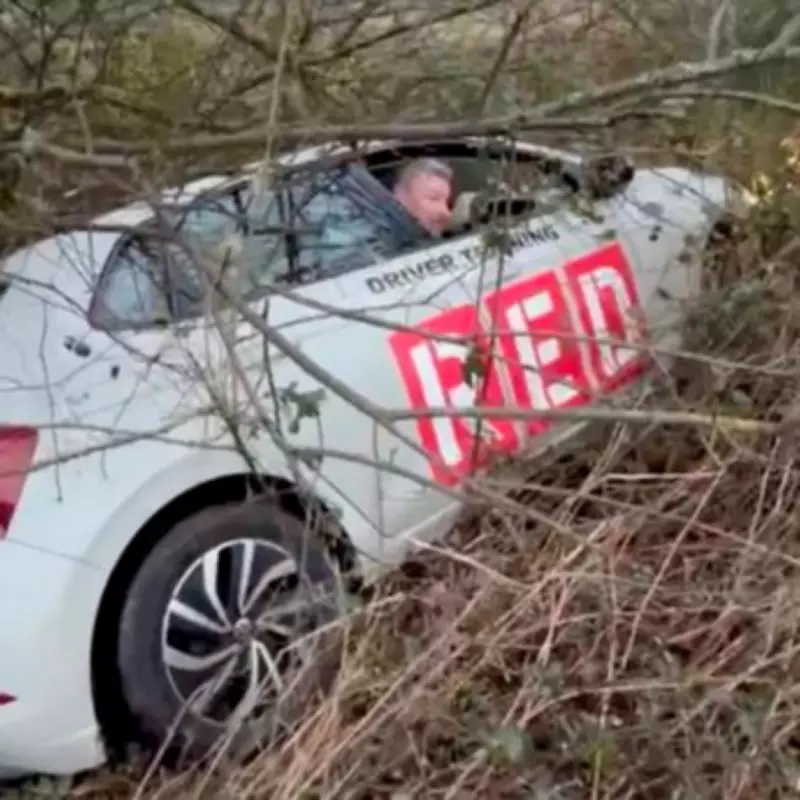 Drunk RED Driving School Instructor Crashes Car into Ditch on Way to Lesson