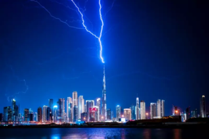 Dubai's Burj Khalifa Struck by Lightning Amid Severe Storm Emergency