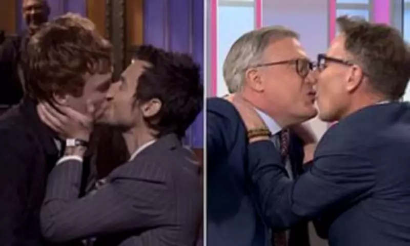 Ed Balls and Richard Arnold Kiss on GMB Recreating Harry Styles' SNL Moment