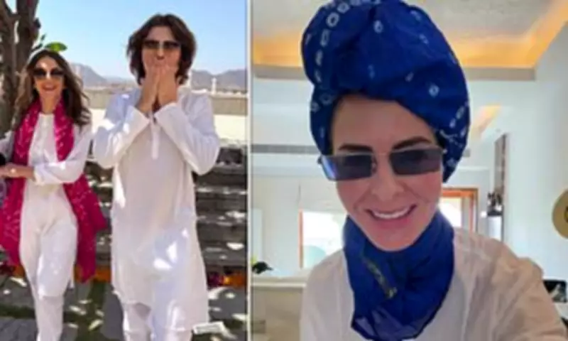 Elizabeth Hurley and Son Damian Celebrate Holi Festival in India with Trinny Woodall