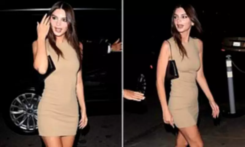 Emily Ratajkowski Stuns in Beige Mini Dress at LA Beauty Launch Event