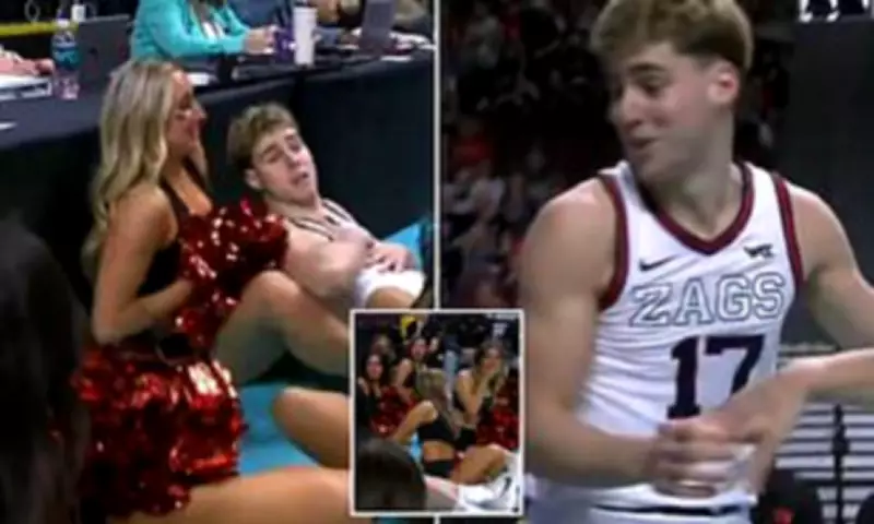 Gonzaga Basketball Star Goes Viral After Landing in Cheerleader's Lap During Game