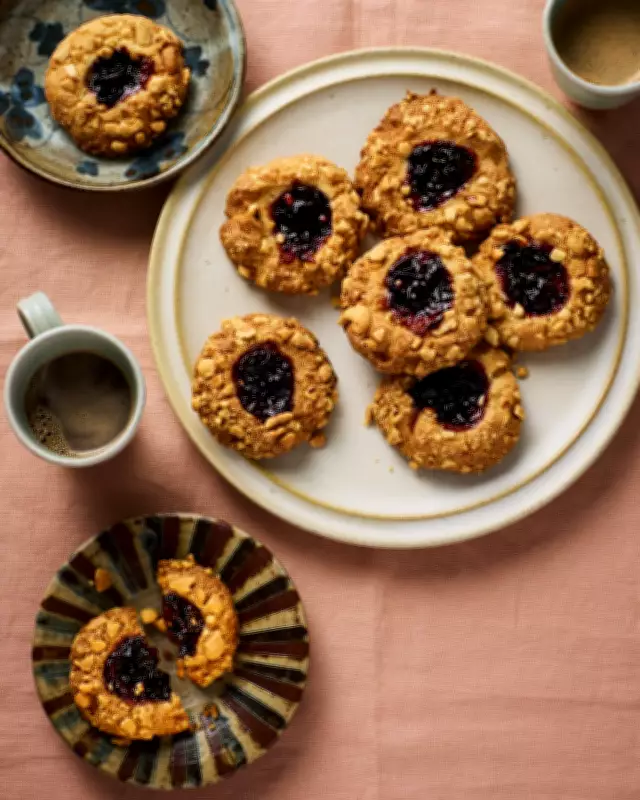 Helen Goh's Peanut and Blackcurrant Thumbprint Cookies Recipe