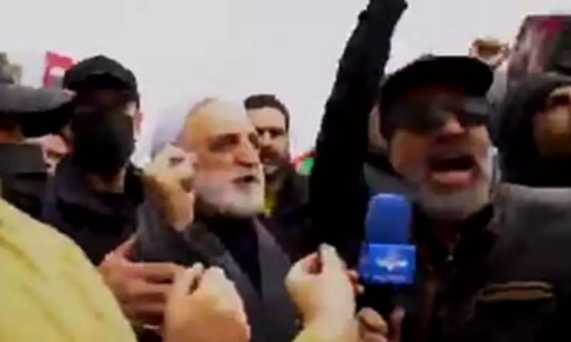 Iranian Official Defiantly Rages Against Israel During Rally as IDF Missile Explodes