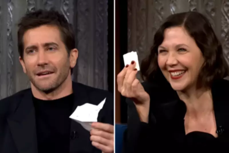 Jake Gyllenhaal Discovers Heartfelt Note from Sister Maggie on Late Show Couch