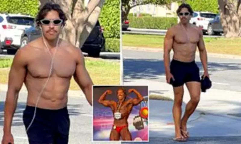 Joseph Baena Shows Off Bodybuilding Wins on Santa Monica Stroll