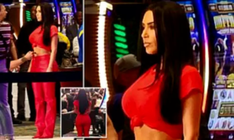Kim Kardashian Shines in Red on Las Vegas Film Set for 'The Fifth Wheel'