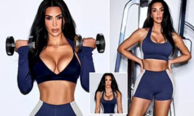 Kim Kardashian's Ultra-Slim Figure Stuns in NikeSKIMS Spring Collection Reveal