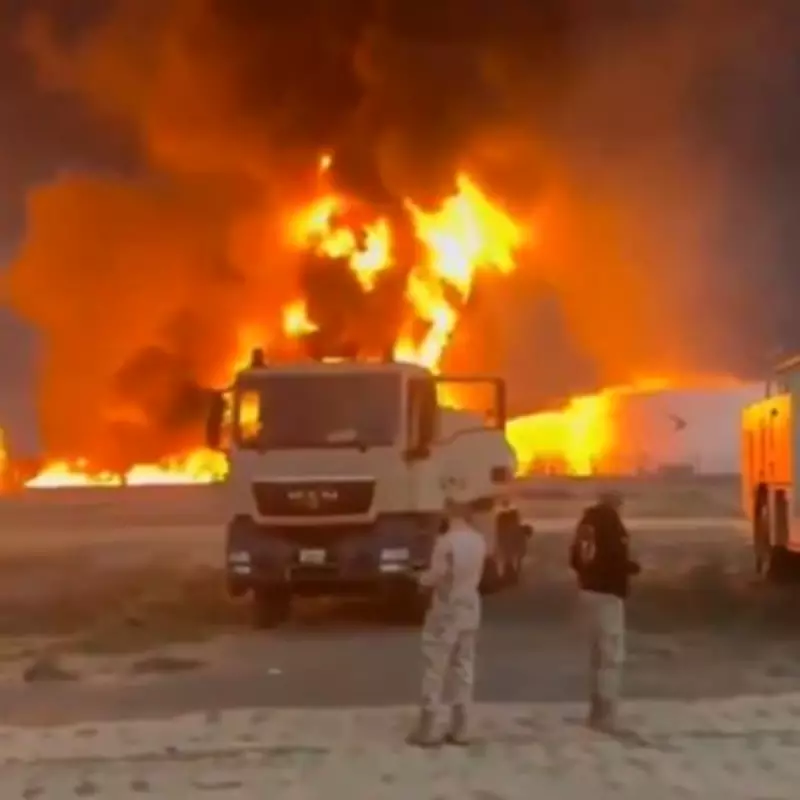 Kuwait Airport Engulfed by Fire After Drone Attack on Fuel Tanks