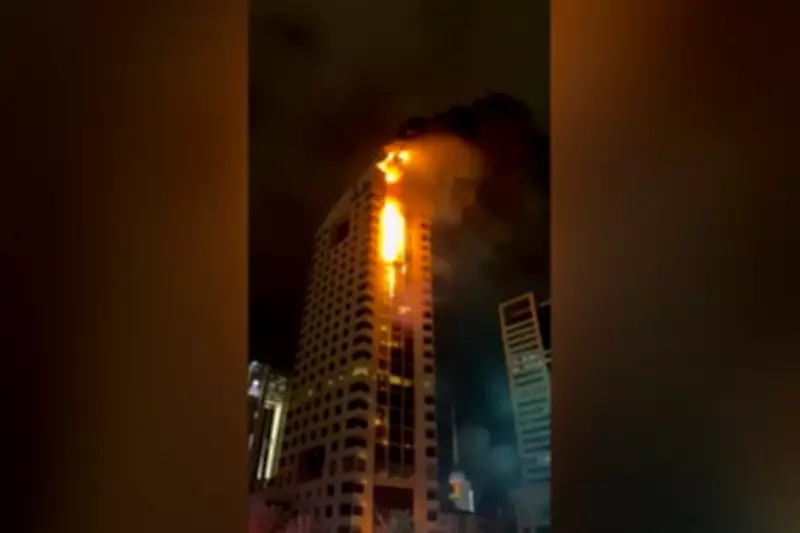 Kuwait City Tower Engulfed in Flames Amid Regional Missile Strikes