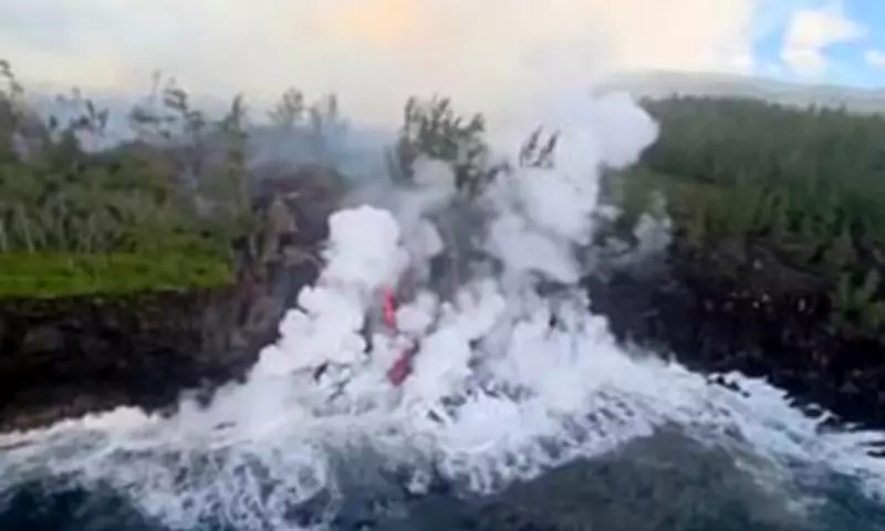Lava Meets Ocean on Réunion Island in First Spectacular Encounter in 19 Years