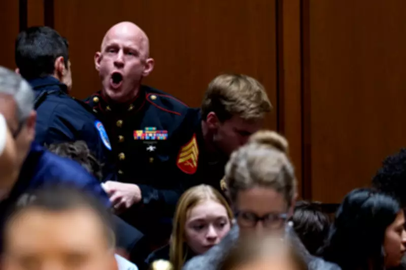 Marine Veteran's Arm Broken by Senator During Iran War Briefing Protest