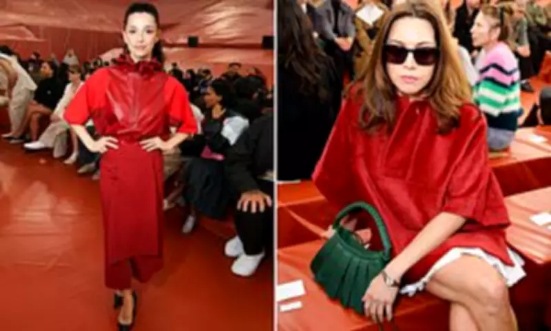 Marisa Abela and Aubrey Plaza Shine in Red at Lacoste Paris Fashion Week Show