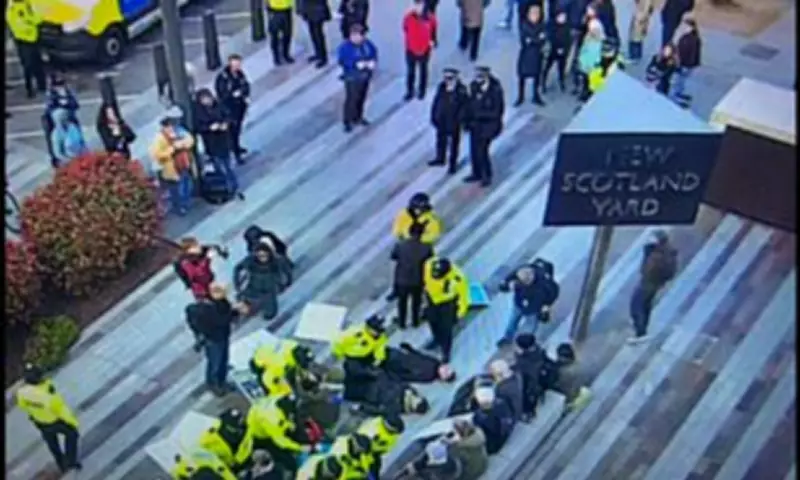 Met Police Arrest 18 Palestine Action Protesters Outside New Scotland Yard