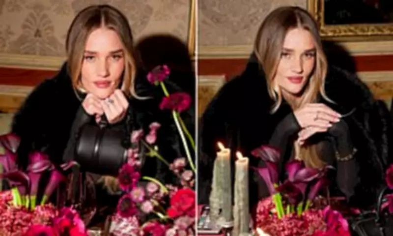 Rosie Huntington-Whiteley Stuns in Fur at Paris Fashion Week ALO Event