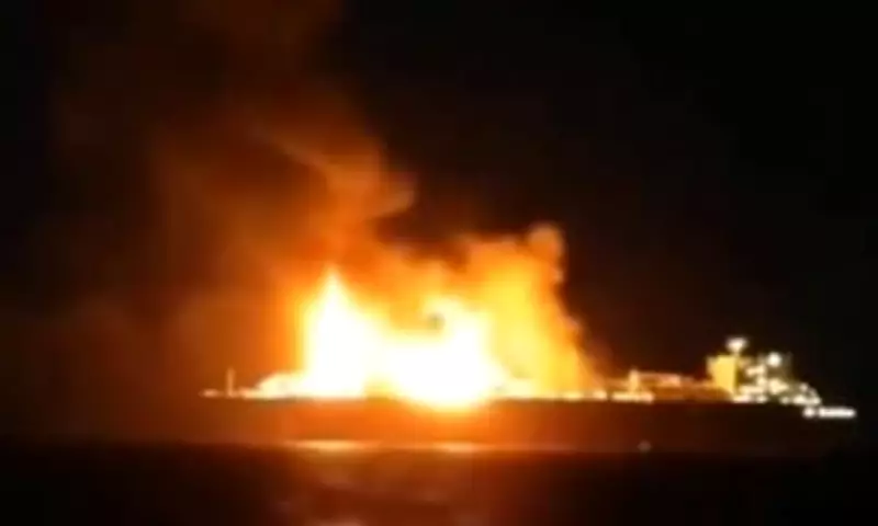 Russian LNG Tanker Ablaze in Mediterranean After Suspected Drone Strike