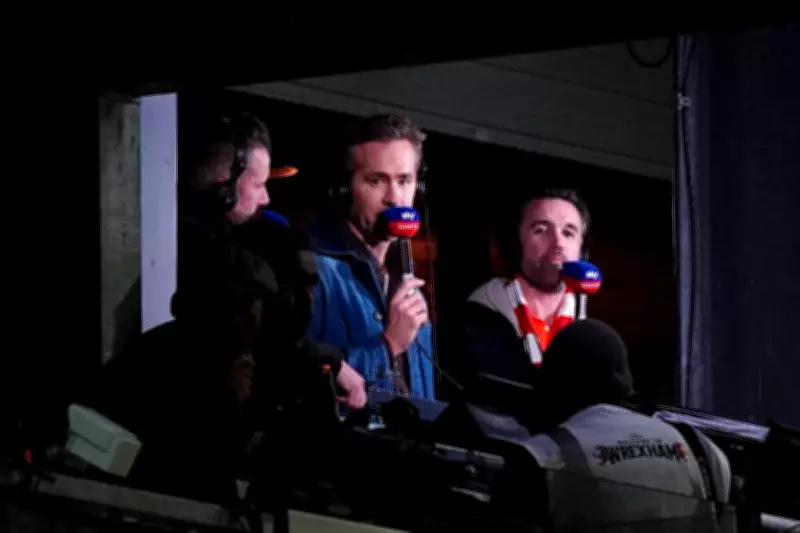 Ryan Reynolds and Rob Mac Cheer Wrexham from Sky Sports Commentary Box