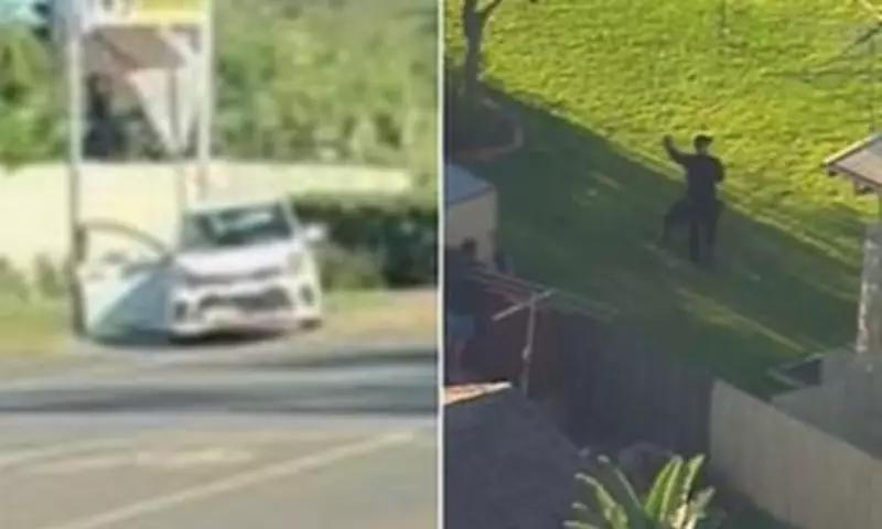 Shirtless Suspect Evades Police After Ramming Patrol Car in Brisbane