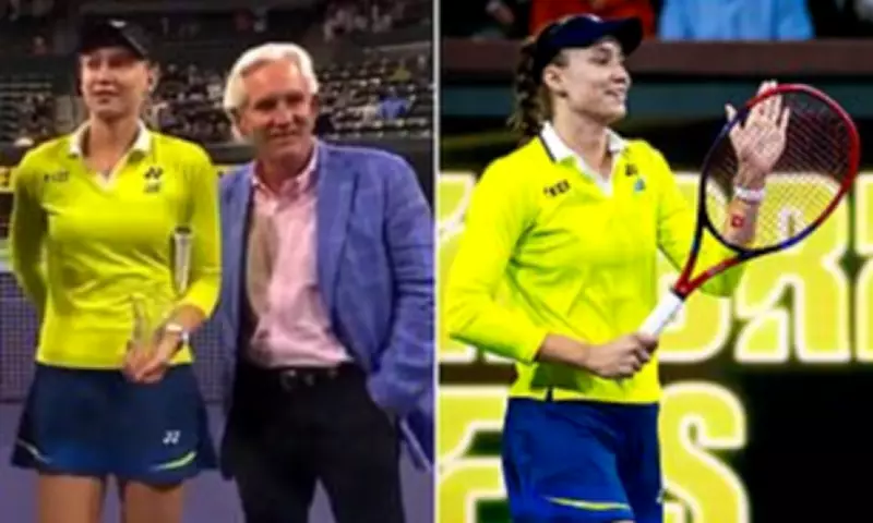 Tennis Star Elena Rybakina Moves Away Official's Hand During Trophy Ceremony