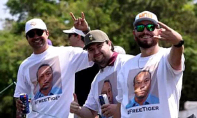 Tiger Woods Mugshot T-Shirts Worn by Fans at Houston Open Despite DUI Arrest